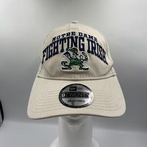 Notre Dame Fighting Irish Hat Cap Strap Back Adjustable Mens White NCAA‎ New Era